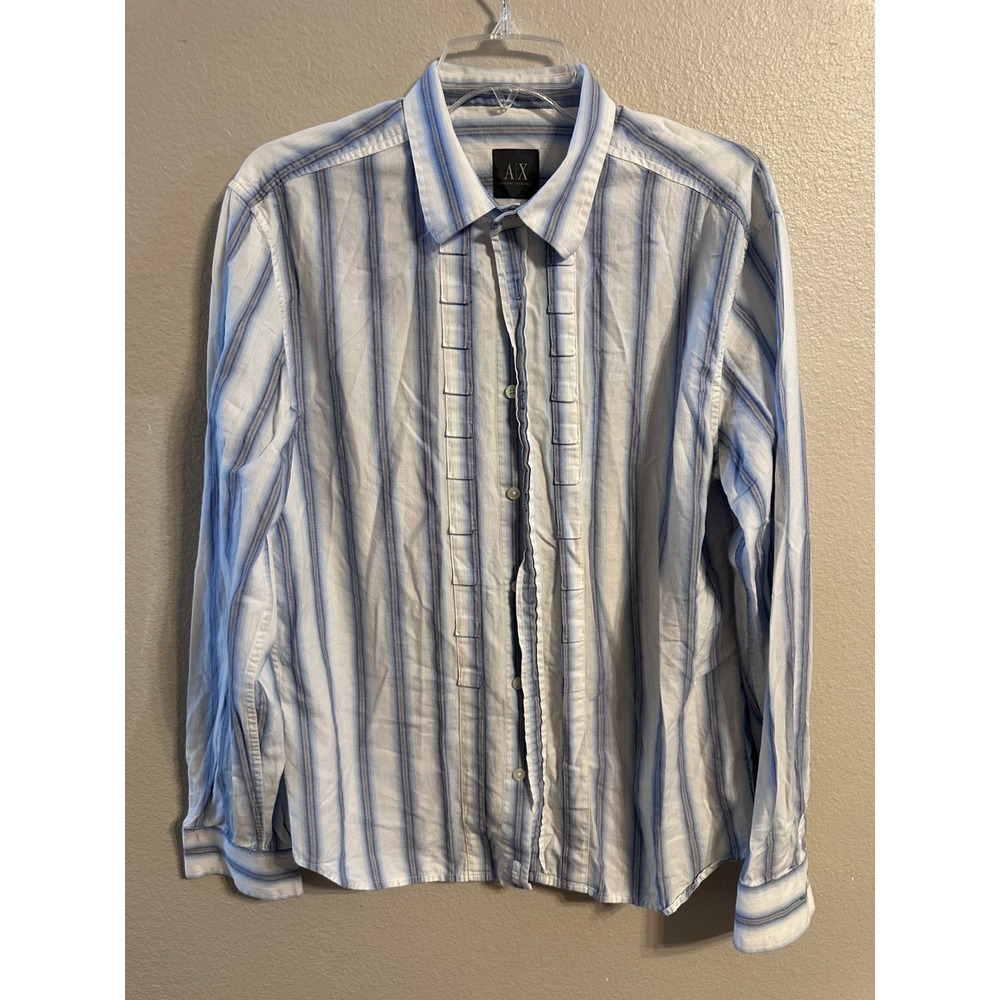 Armani Exchange AX Mens Button Down Shirt Long‎ Sleeve Striped Casual